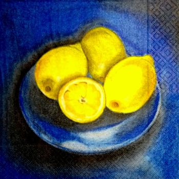 146 Zitronen, Orangen - 3-lagig (blau)